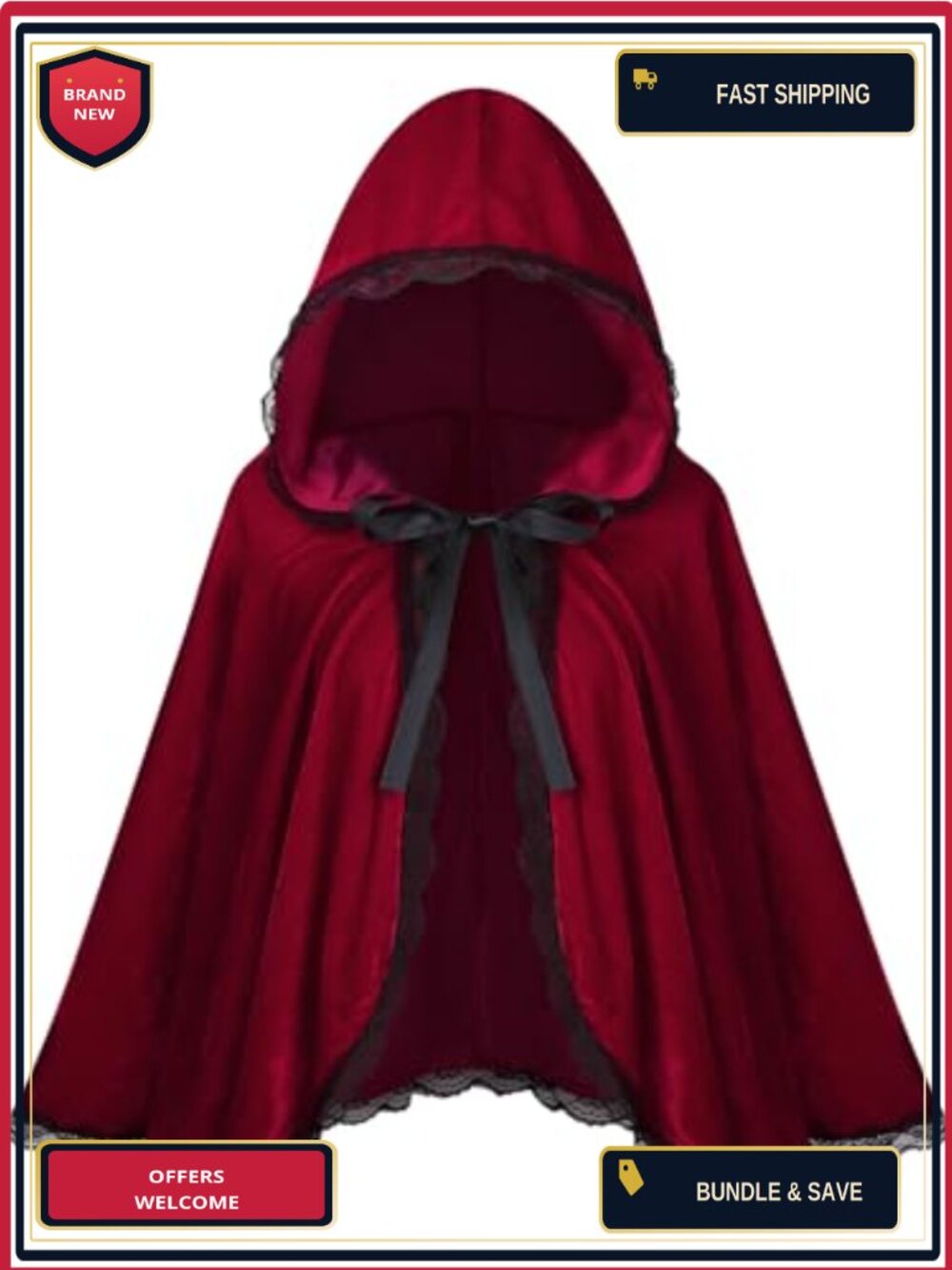 Velvet Hooded Cape Little Red Riding Hood Cosplay Cloak
